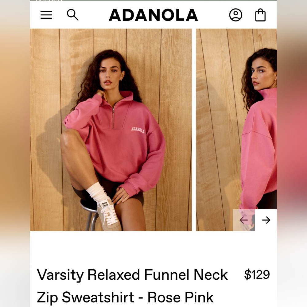 Adanola Rose Pink Funnel Neck Sweatshirt